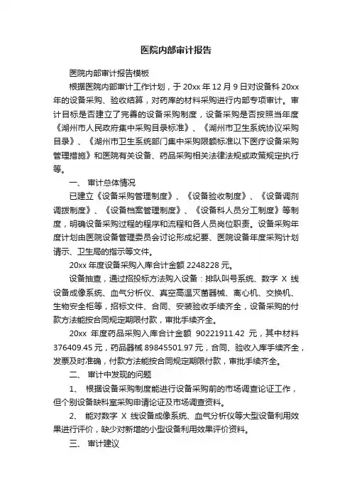 医院内部审计报告