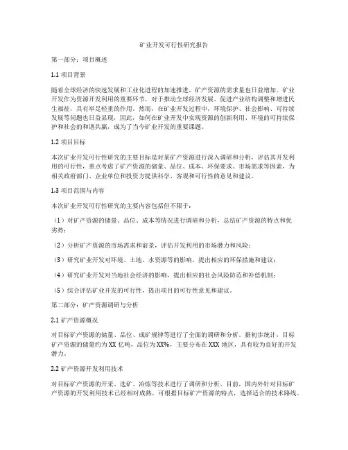 矿业开发可行性研究报告