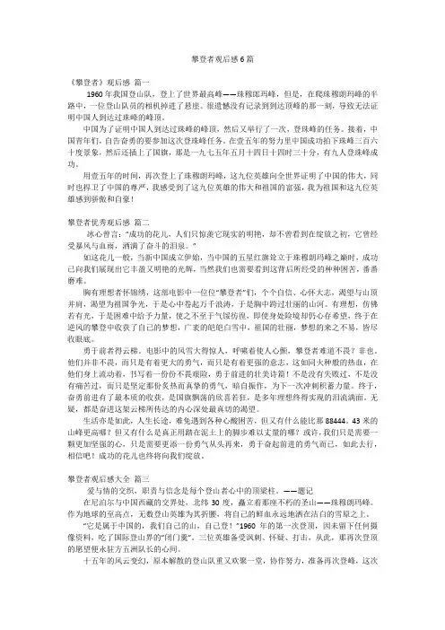 攀登者观后感6篇