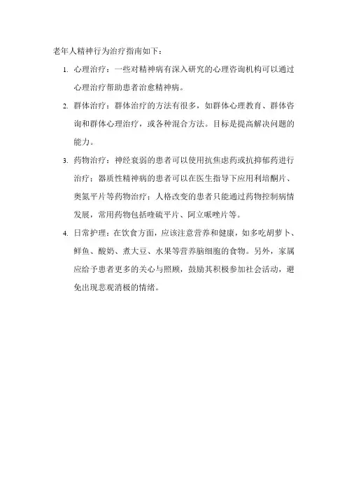老年人精神行为治疗指南