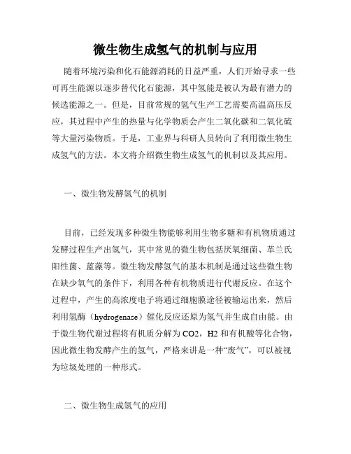 微生物生成氢气的机制与应用