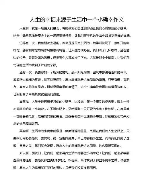 人生的幸福来源于生活中一个小确幸作文