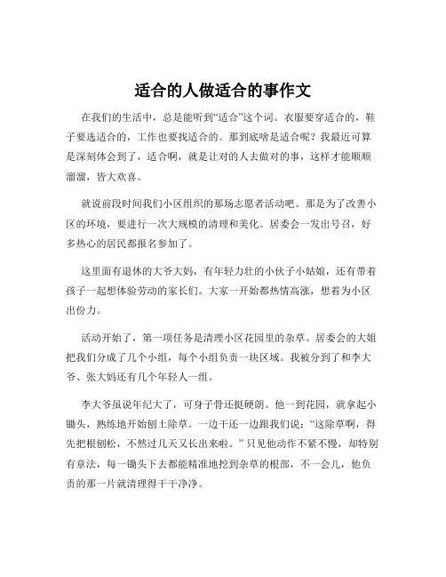 适合的人做适合的事作文