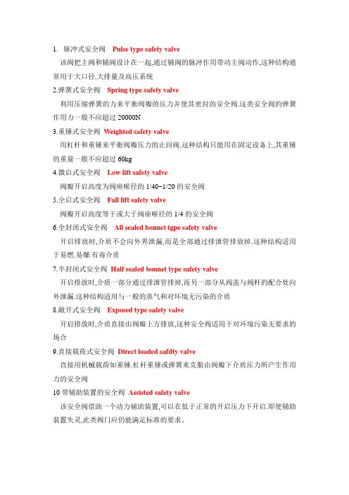 10种安全阀翻译