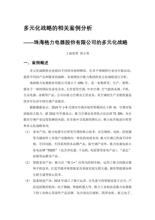 多元化战略的相关案例分析