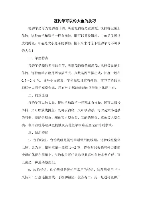 钓鱼技巧之钓具：筏钓竿可以钓大鱼的技巧