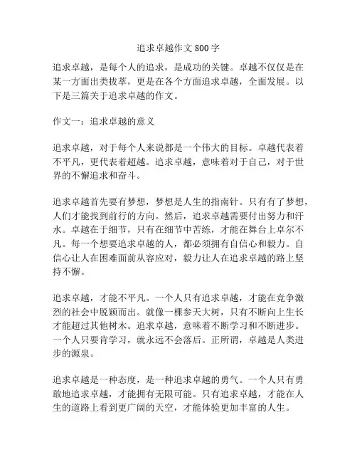 追求卓越作文800字