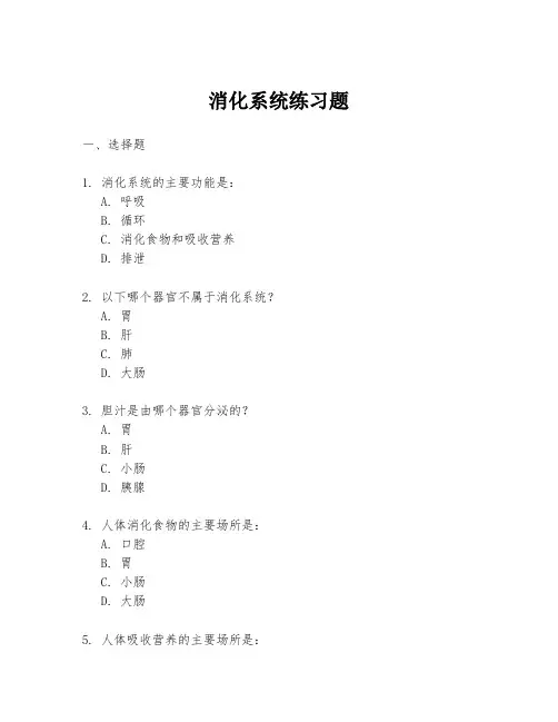 消化系统练习题