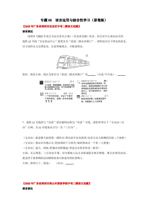 专题05语言运用与综合性学习(原卷版+解析)
