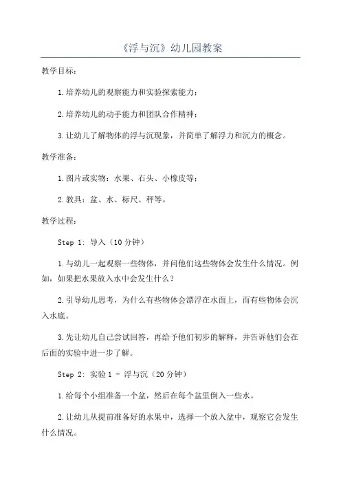《浮与沉》幼儿园教案
