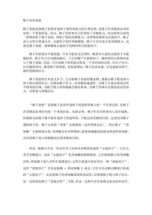 精子如何获能