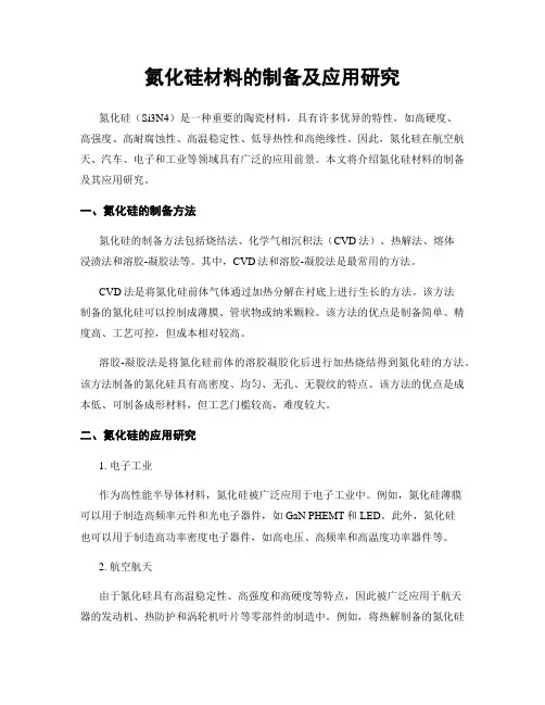 氮化硅材料的制备及应用研究