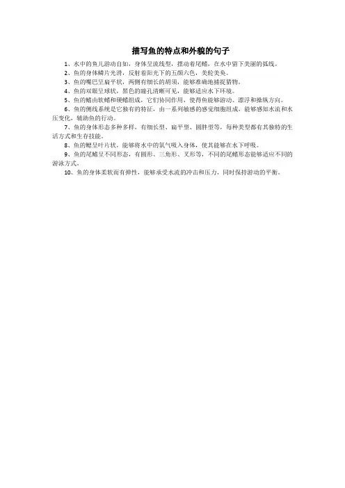 描写鱼的特点和外貌