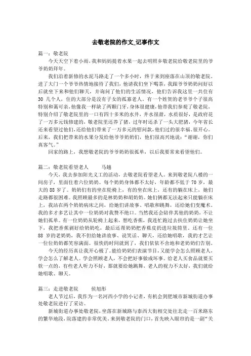 去敬老院的作文_记事作文