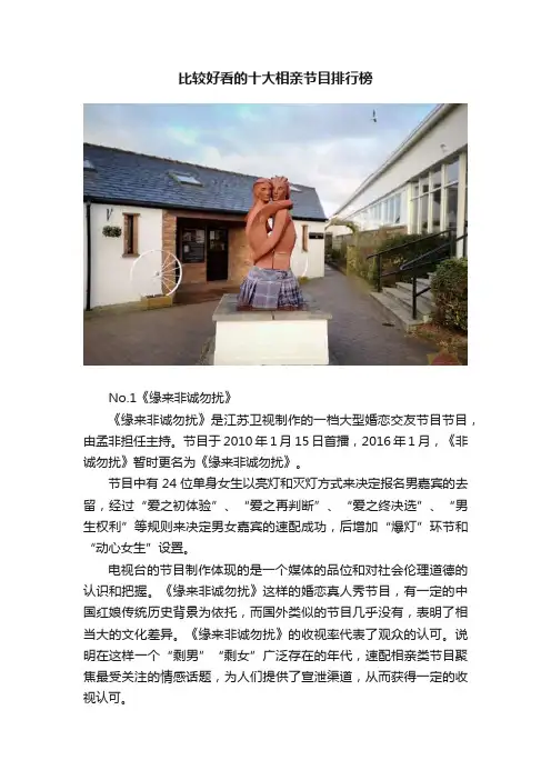 比较好看的十大相亲节目排行榜