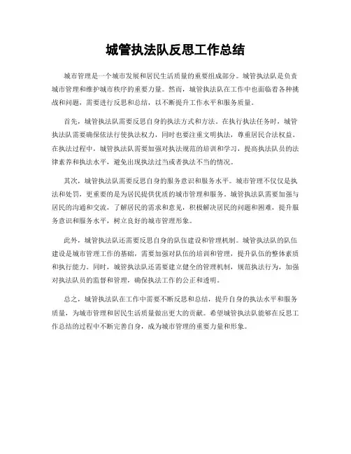城管执法队反思工作总结