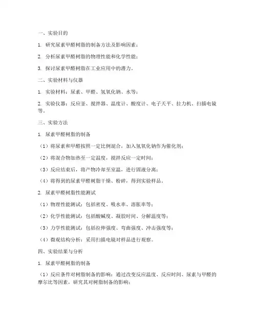 尿素甲醛树脂_实验报告