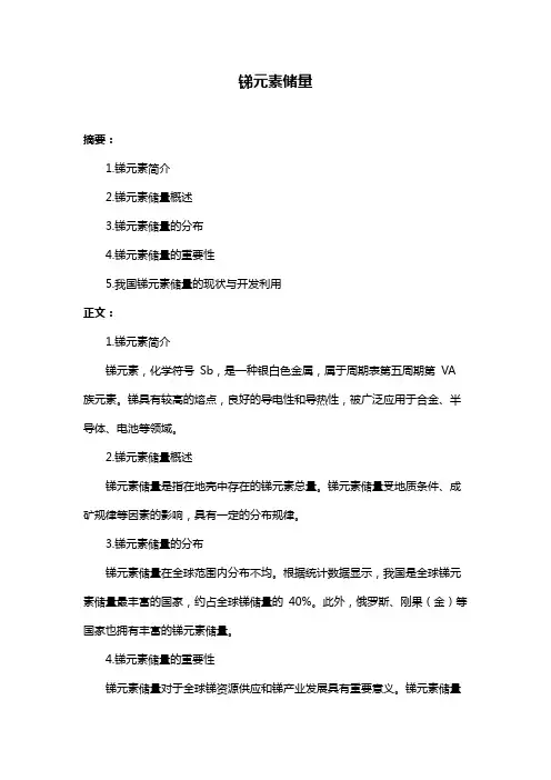 锑元素储量