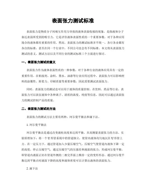 表面张力测试标准