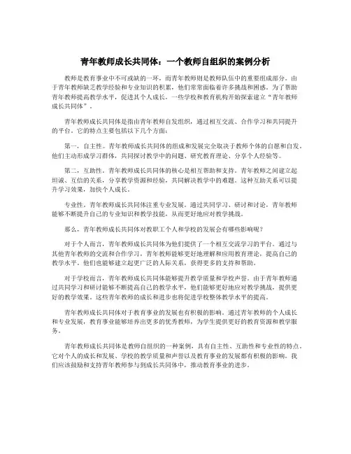 青年教师成长共同体：一个教师自组织的案例分析