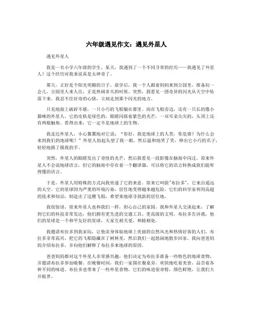 六年级遇见作文：遇见外星人