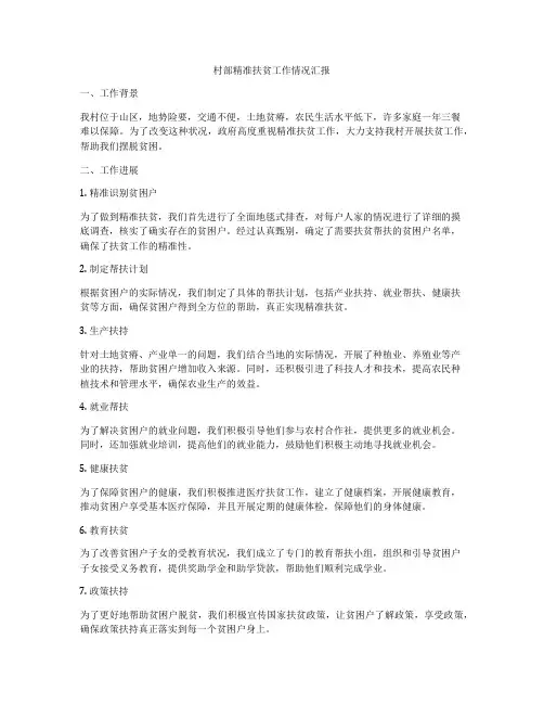 村部精准扶贫工作情况汇报