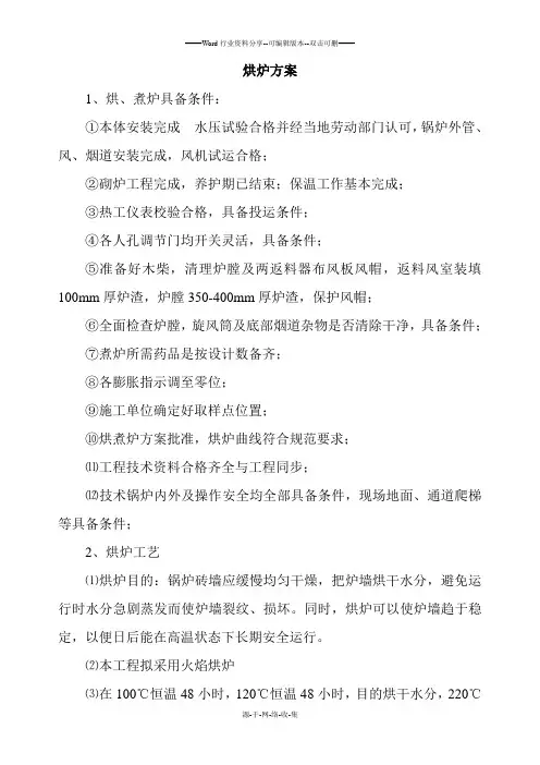 锅炉烘炉方案