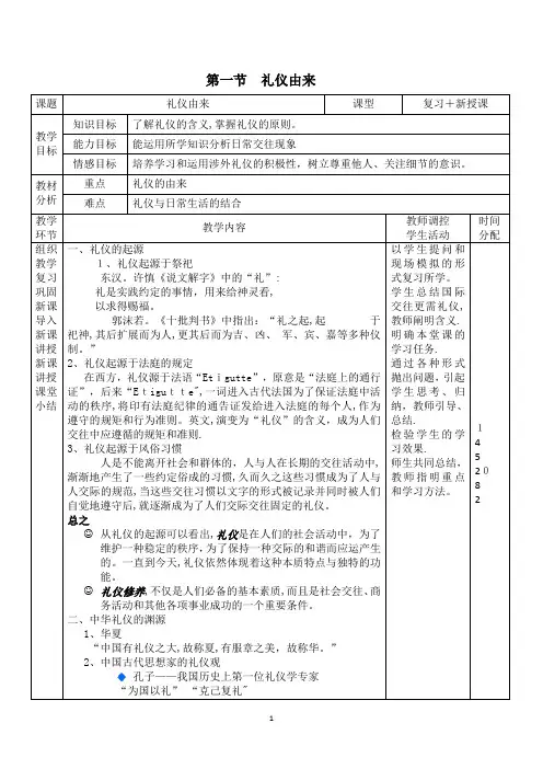 涉外礼仪教案