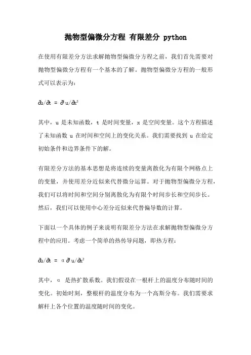 抛物型偏微分方程 有限差分 python