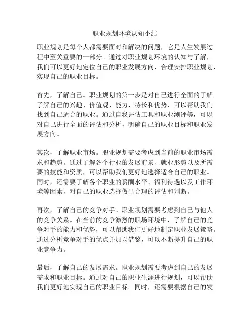职业规划环境认知小结