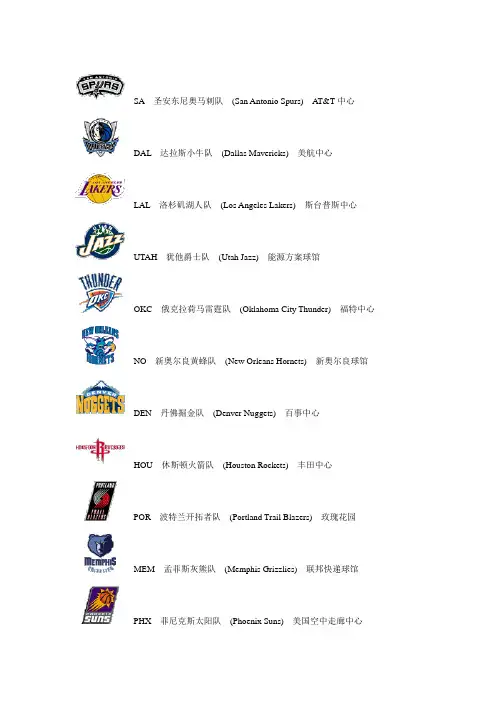NBA球队Logo、简称、英文全称、球馆名称