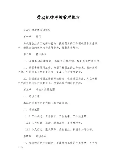 劳动纪律考核管理规定