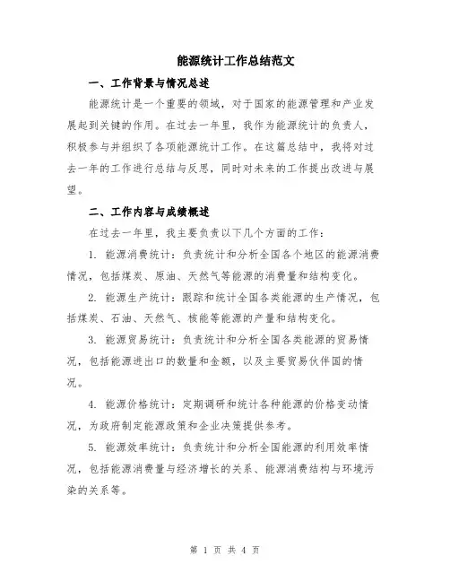 能源统计工作总结范文
