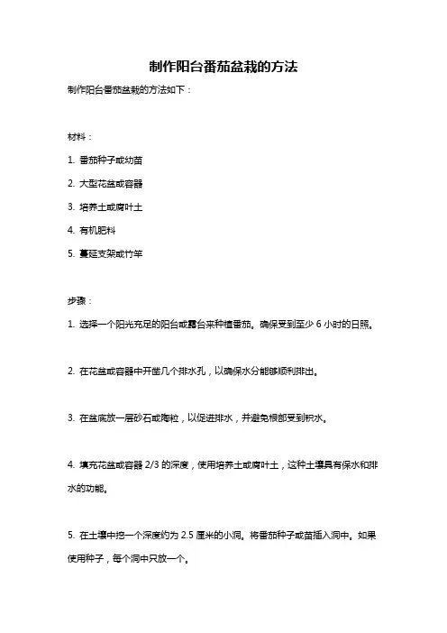 制作阳台番茄盆栽的方法