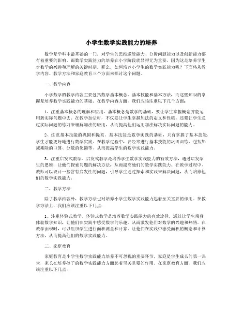 小学生数学实践能力的培养