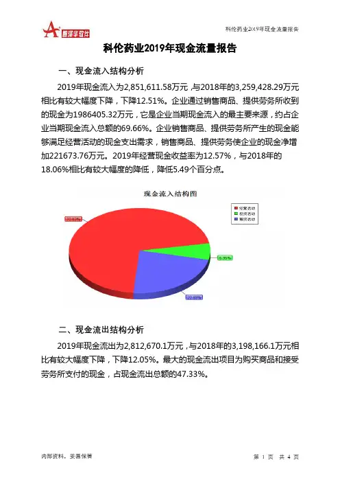 科伦药业2019年现金流量报告