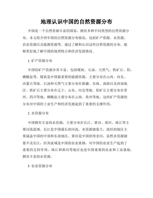地理认识中国的自然资源分布