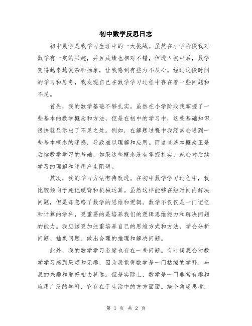初中数学反思日志