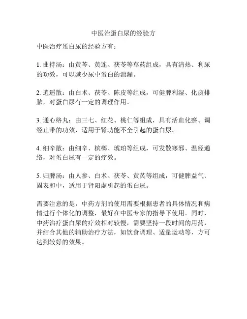 中医治蛋白尿的经验方