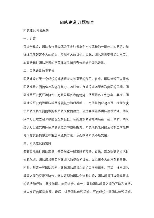 团队建设 开题报告