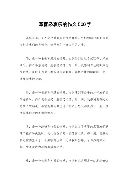 写喜怒哀乐的作文500字