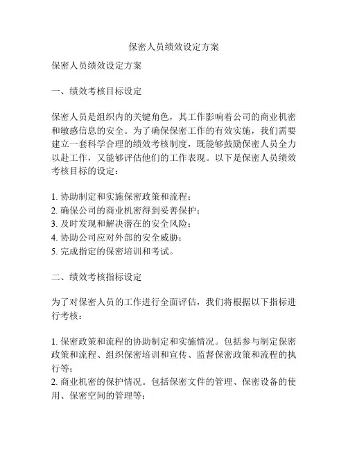 保密人员绩效设定方案