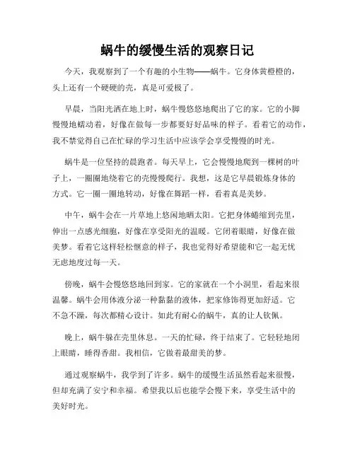 小学三年级作文蜗牛的缓慢生活的观察日记