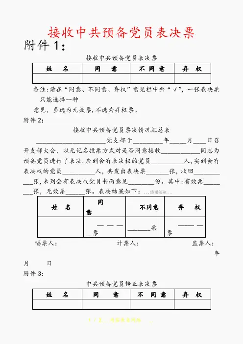 接收中共预备党员表决票(精选干货)