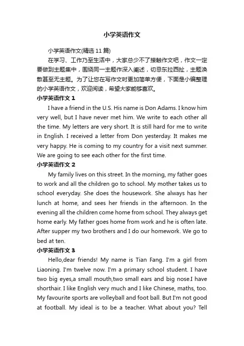 小学英语作文（精选11篇）