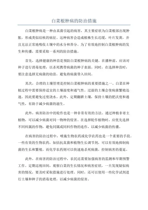 白菜根肿病的防治措施