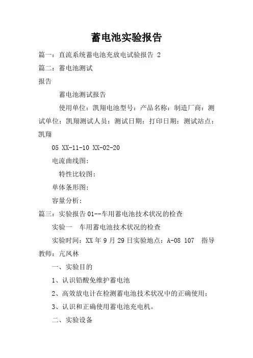 蓄电池实验报告doc