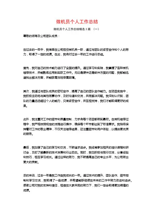 微机员个人工作总结3篇