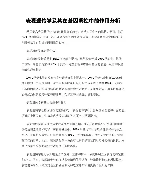 表观遗传学及其在基因调控中的作用分析