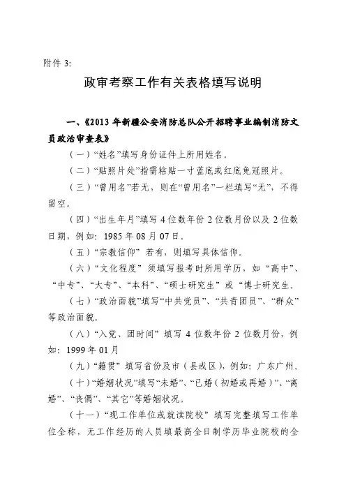 政审表格填写说明doc-新疆维吾尔自治区人力资源和社…